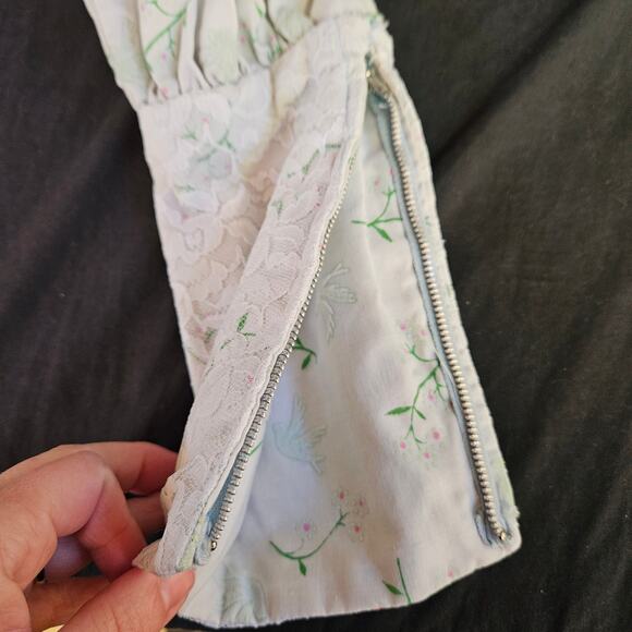 Vintage Floral Maxi Dress Size S Lace Long Sleeve Milkmaid Prairie Cottagecore - Picture 7 of 10